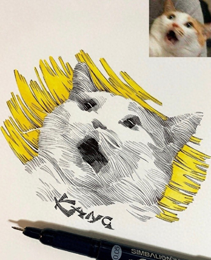 黑白 | 把搞怪表情包画成线条画，这波创意太可了吧